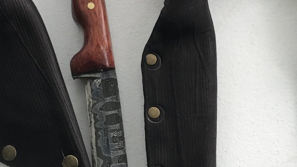 Damascus drop point tanto 